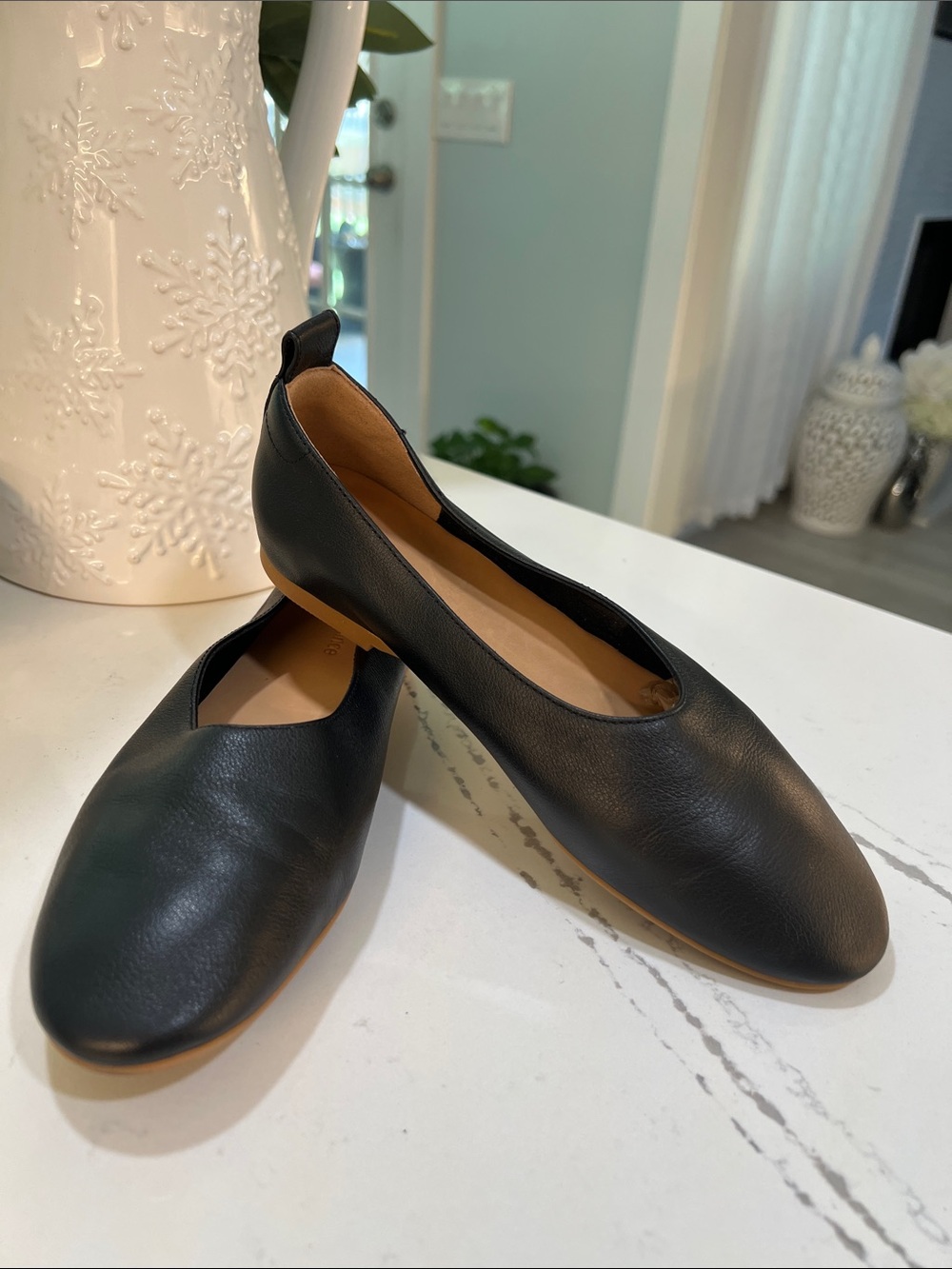 Quince Black Italian Leather Slip-On Glove Ballet Flats size 6